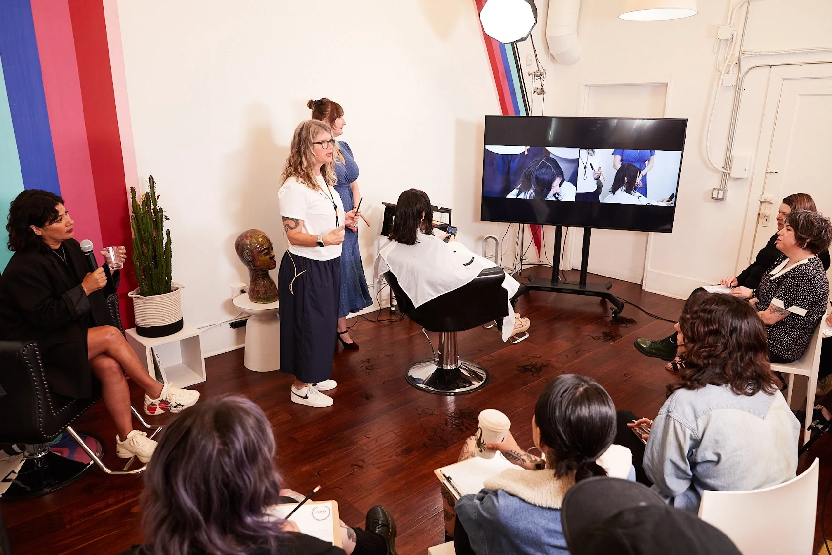 Debi teaching apprentices with Corinna at Pony Studios